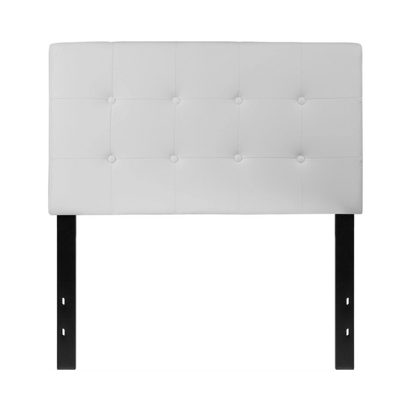 Flash Furniture Lennox Cabecero tapizado de tamaño doble en vinilo blanco