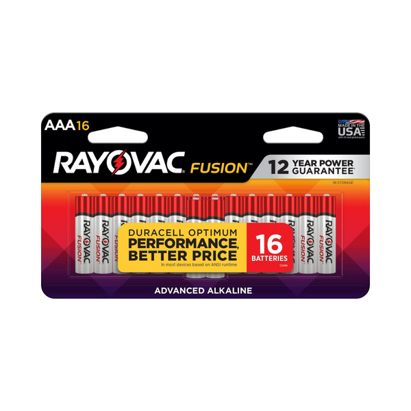 16-Count Rayovac Fusion AAA Alkaline Batteries