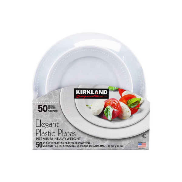 50 Heavy Weight Kirkland Signature Elegant Plastic Plates