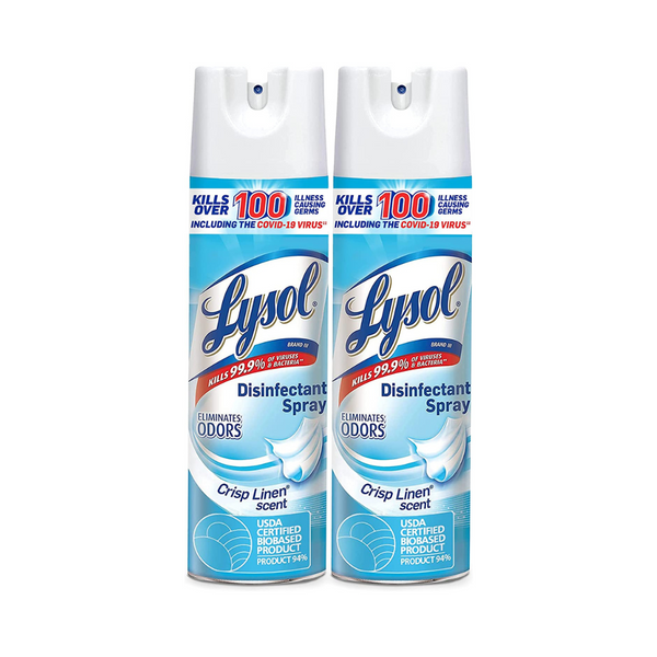 2 botellas de spray desinfectante Lysol Crisp Linen