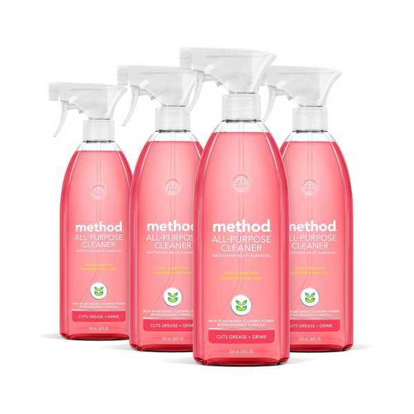 4 botellas de spray limpiador multiuso de pomelo rosado Method