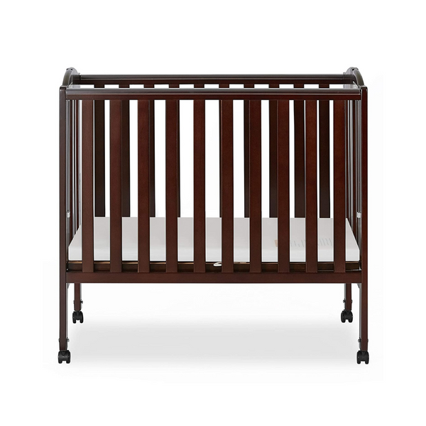 Dream On Me 2 in 1 Portable Folding Stationary Side Crib in Espresso