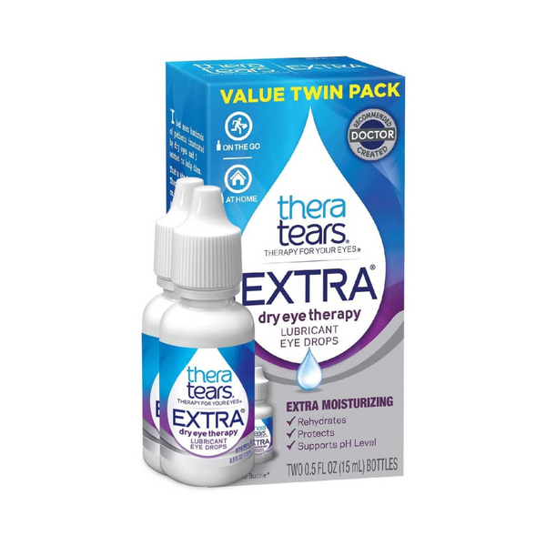 Paquete de 2 gotas lubricantes para ojos TheraTears Extra Dry Eye Therapy de 0.5 onzas