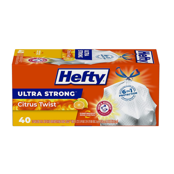 Bolsas para basura de cocina Hefty, ultrafuertes, altas, de 13 galones, 40 unidades