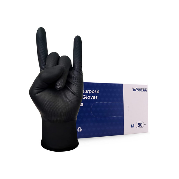 Wostar Disposable 8 Mil Black Nitrile Gloves