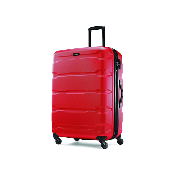 Samsonite Omni PC Hardside Expandable Luggage with Spinner Wheels, Checked-Large 28-Inch, Red