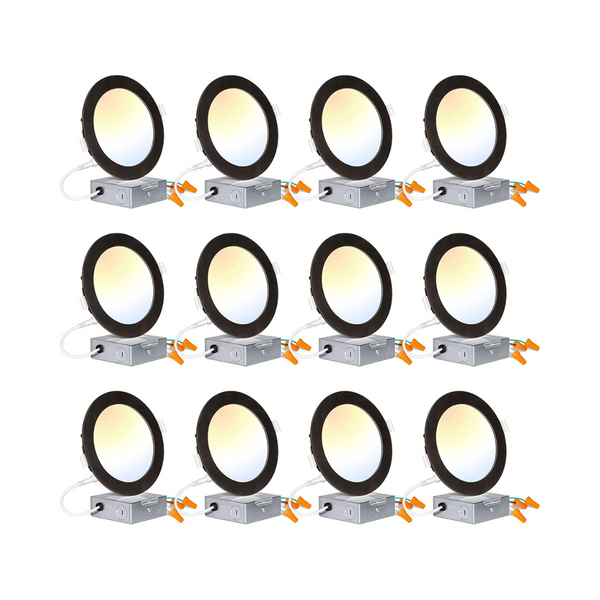 12-Pack Hykolity 6" CRI90 14W 1100 Lumen Dimmable LED Can Recessed Lights