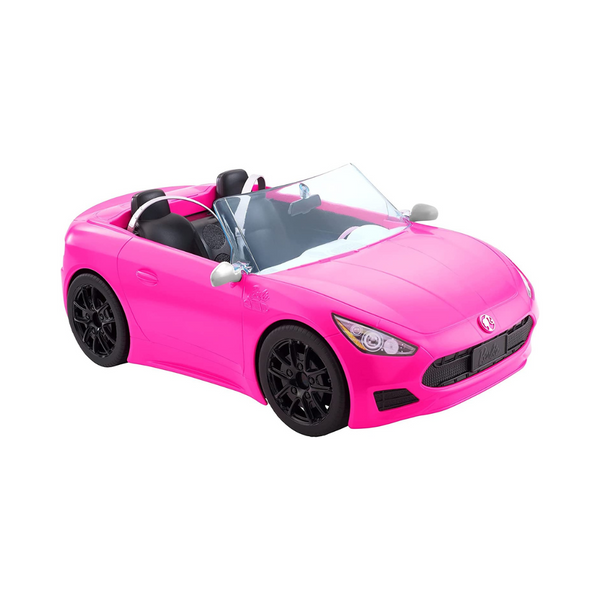 Coche Barbie Convertible de 2 Plazas en Color Rosa con Ruedas y Detalles Realistas