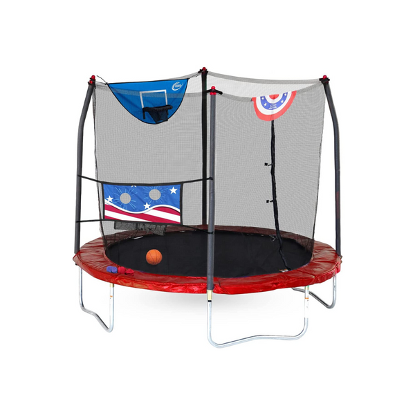 Skywalker 8-Foot Jump N’ Dunk Trampoline with Enclosure Net