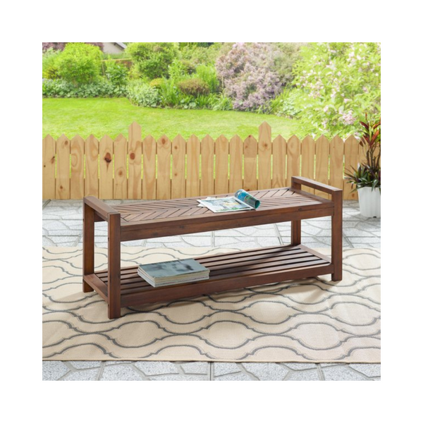 Manor Park Chevron Outdoor Storage Acacia Wood Bench