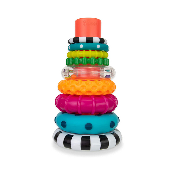 Juguete de aprendizaje STEM con anillo apilable Sassy Stacks of Circles de 9 piezas