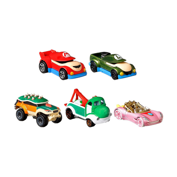 Hot Wheels Super Mario Carácter de personajes, paquete de 5