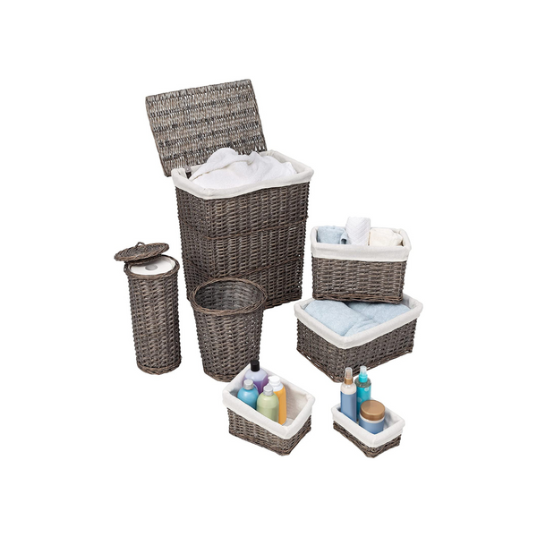 Honey-Can-Do 7-Piece Split Willow Woven Bathroom Storage Basket Set