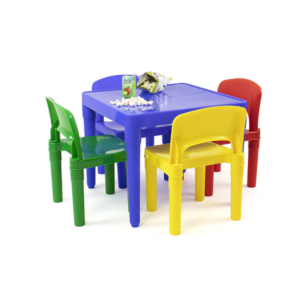 Juego de mesa y 4 sillas de plástico liviano para niños