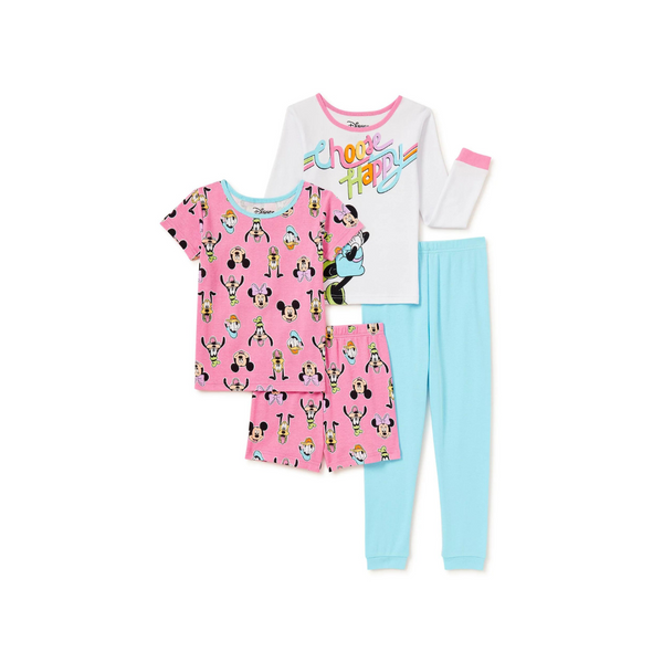 Conjunto de pijama para niñas de 4 piezas Disney Minnie Mouse