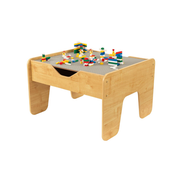 KidKraft Reversible Wooden Activity Table with Board with 195 Building Bricks