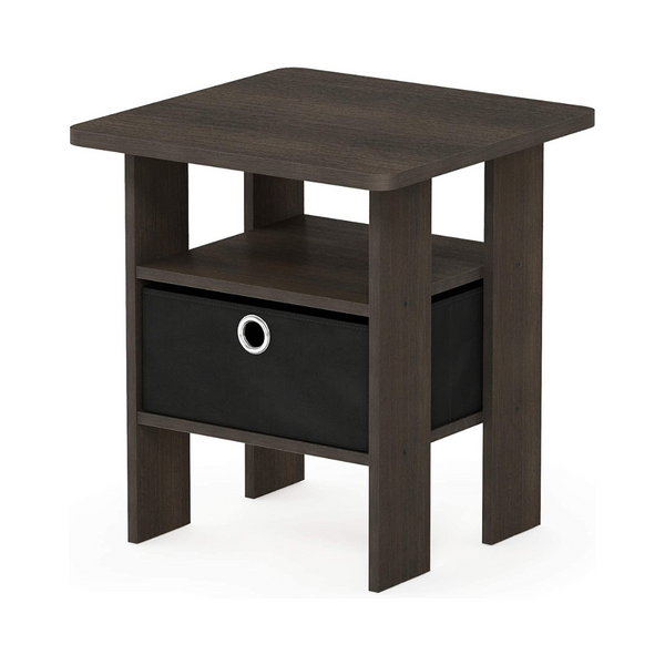 Furinno Andrey End Table with Bin Drawer