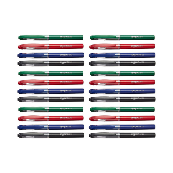 24 Pack Of Amazon Basics Rollerball Pens Assorted Colors