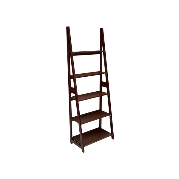 Modern 5-Tier Ladder Bookshelf (Espresso)