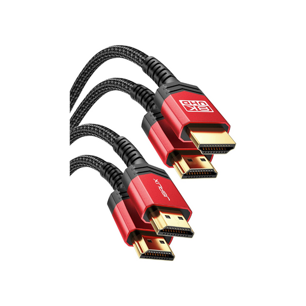 2-Pack 10' JSAUX 8K 48Gbps HDMI 2.1 Cables (Red)