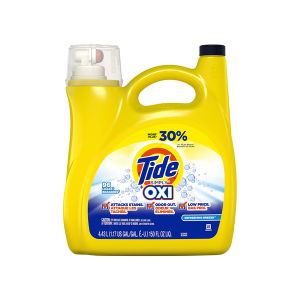 Tide Simply + Detergente líquido para ropa Oxi, 150 oz