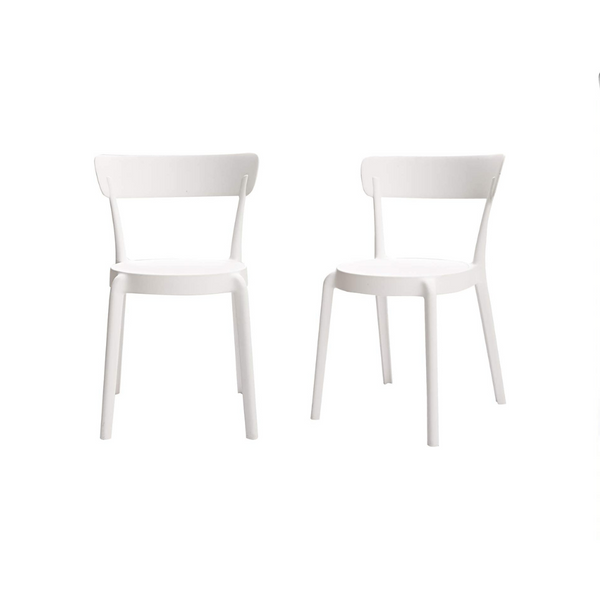 2 Amazon Basics White, Armless Bistro Dining Chairs