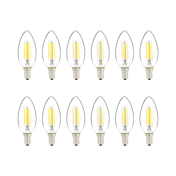 Paquete de 12 bombillas LED regulables B11 equivalente a 60 W Amazon Basics