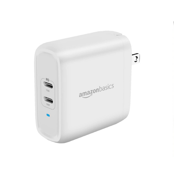 Cargador de pared USB-C de dos puertos y 36 W de Amazon Basics