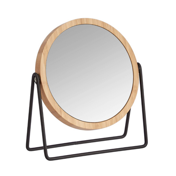 Amazon Basics Vanity Mirror with Bamboo Rim - 1X/5X Magnification