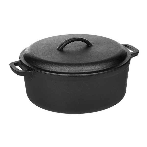 7-Quart Amazon Basics Cast Iron Dutch Oven Pot w/ Lid & Dual Handles (Black)