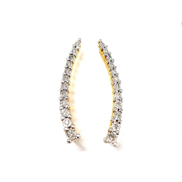 Gorgeous Curved Bar Diamond Ear Crawlers Earring In 14K Gold