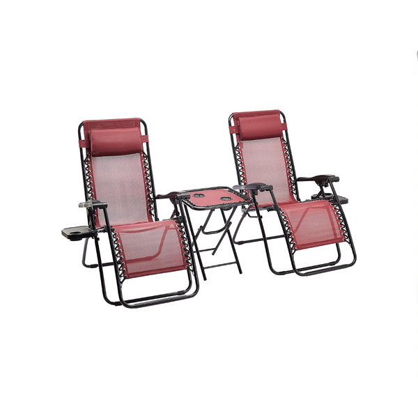 2 Zero Gravity Chairs with Side Table and Pillows