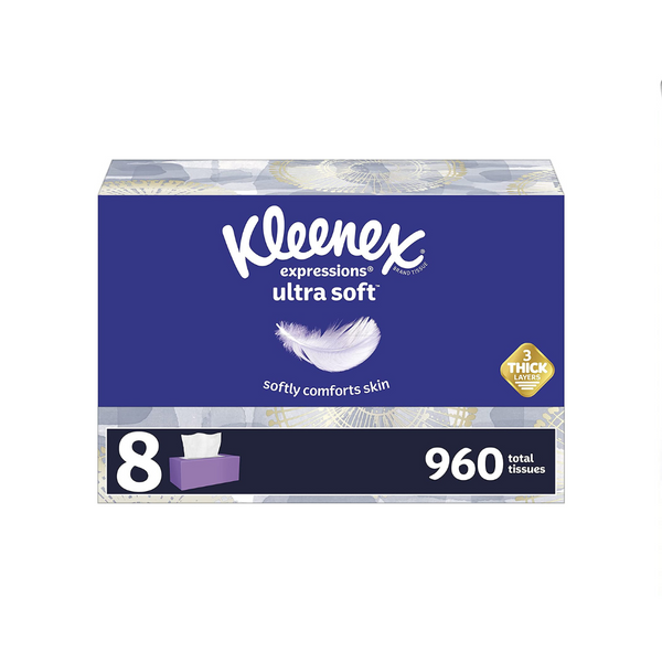 8 Boxes of Kleenex Expressions Ultra Soft Facial Tissues