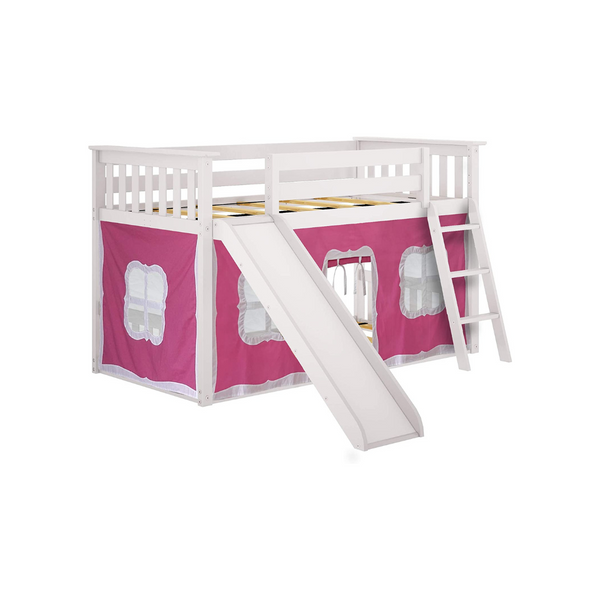 Max & Lily Low Twin-Over-Twin Bunk Bed With Slides