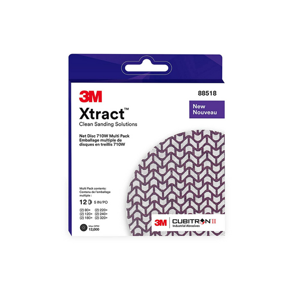 3M Xtract Cubitron II Net Disc 710W, 5 pulgadas, paquete múltiple de 12 discos de lijado con gancho y bucle