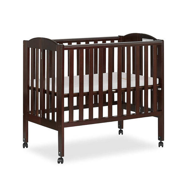 Dream On Me 2 in 1 Portable Folding Stationary Side Crib in Espresso