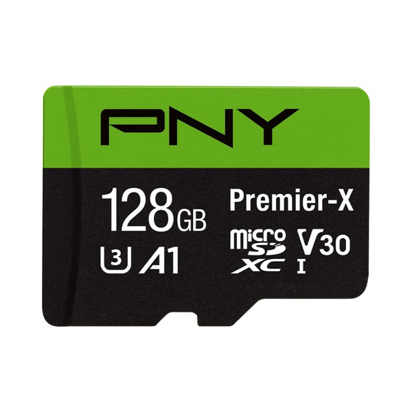 Tarjeta de memoria microSDXC PNY Premier-X Class 10 U3 A1 de 128 GB con adaptador