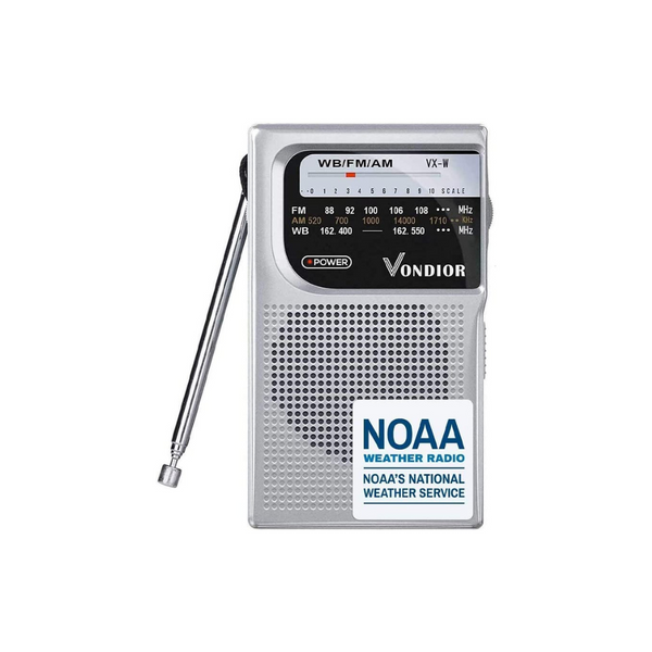 Vondior Portable NOAA AM/FM Emergency Weather Radio (Silver)