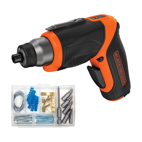 Destornillador inalámbrico BLACK+DECKER 4V MAX con kit para colgar cuadros