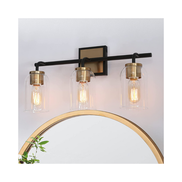 Durent Lighting Black & Gold Modern Farmhouse Bathroom Vanity Light