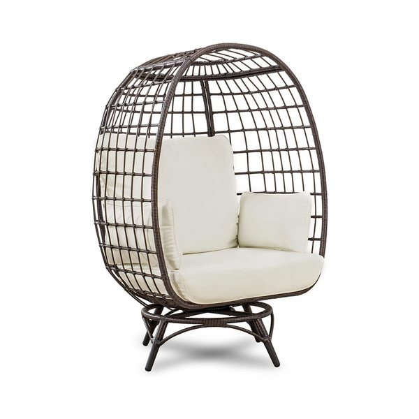 Sunjoy Cuddle Wicker Swivel Outdoor Egg Chair