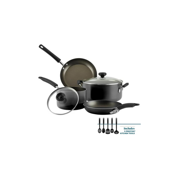 11 Piece Farberware Easy Clean Aluminum Nonstick Cookware (3 Colors)