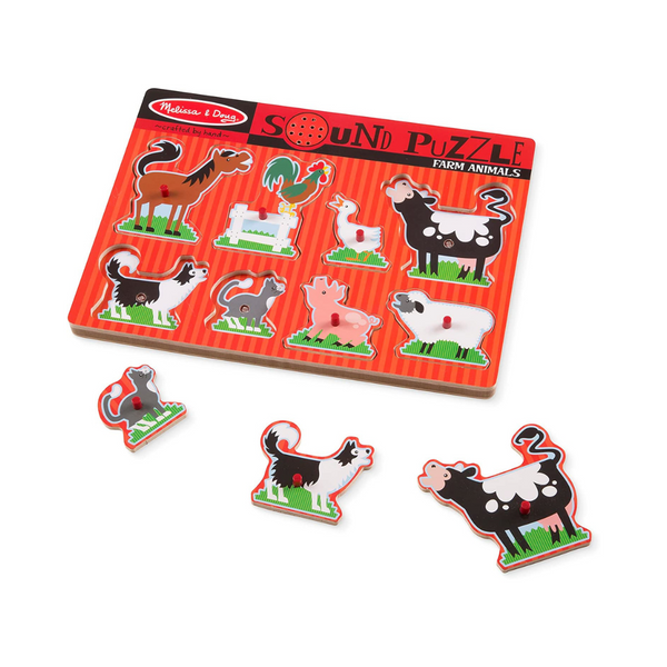 Melissa & Doug Farm Animals Sound Puzzle - Wooden Peg Puzzle