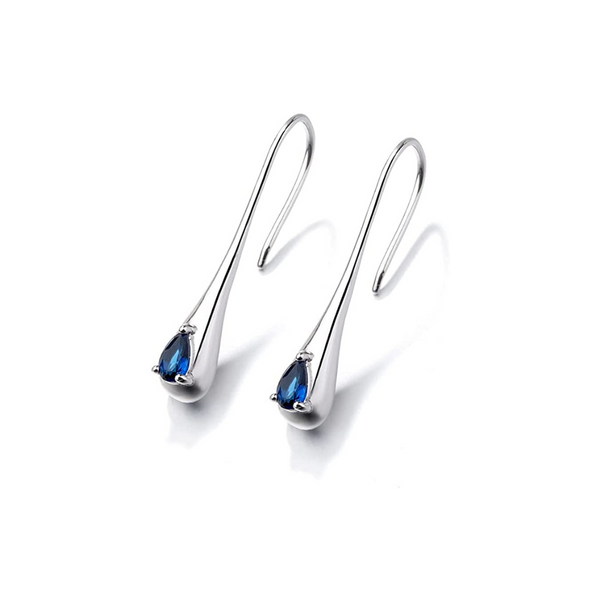 Amy & Annette Sterling Silver Sapphire Water Drop Earrings