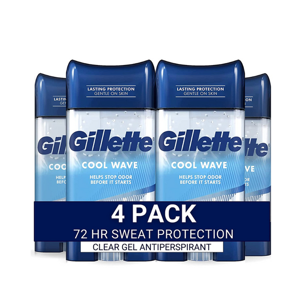 4 Pack Of Gillette Clear Gel Men’s Cool Wave Antiperspirant Deodorant