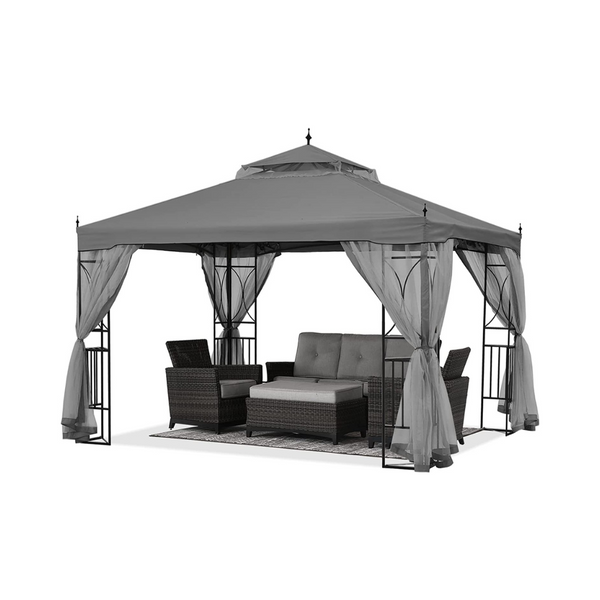 10’x10′ Patio Double Roof Gazebo With Netting