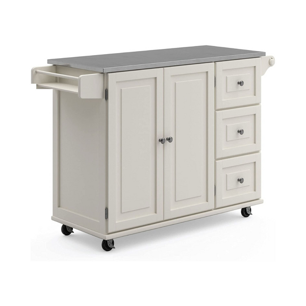 Homestyles Kitchen Cart with Stainless Steel Metal Top Rolling Mobile Kitchen Island