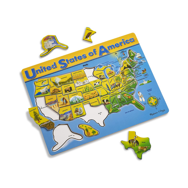 45-Piece Melissa & Doug USA Wooden Map Puzzle Toy