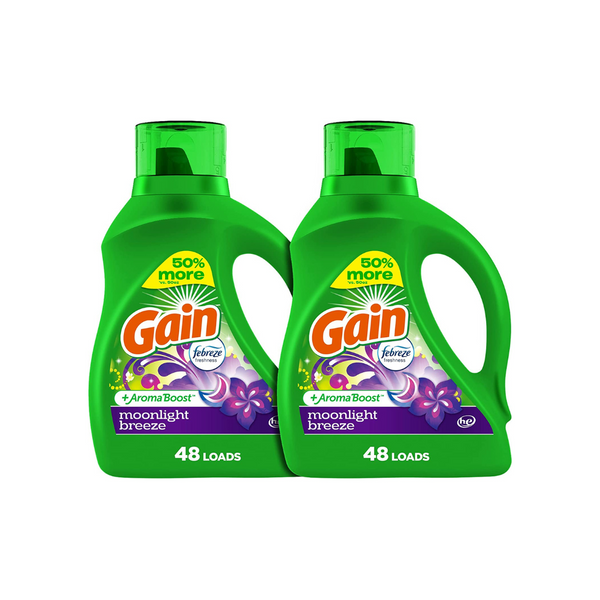 2 Bottles of Gain + Aroma Boost Liquid Laundry Detergent