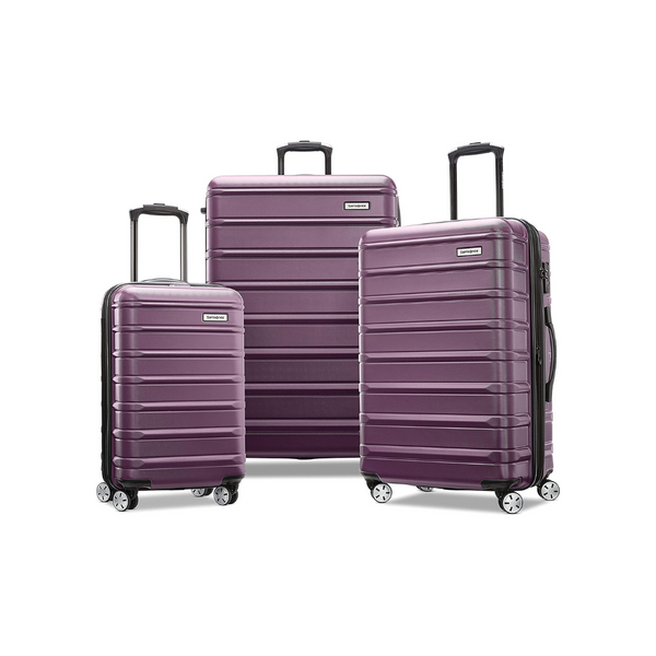 Samsonite Omni 2 - Equipaje rígido expandible con ruedas giratorias, color morado, juego de 3 piezas